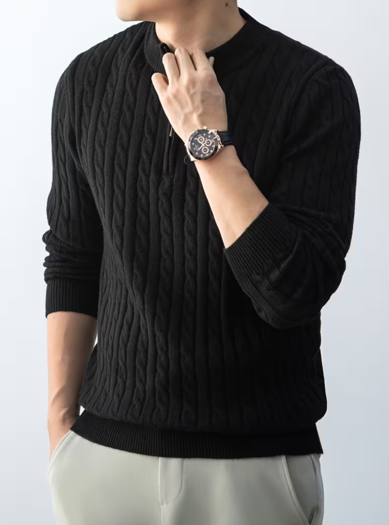 Pull col montant zippé pour homme