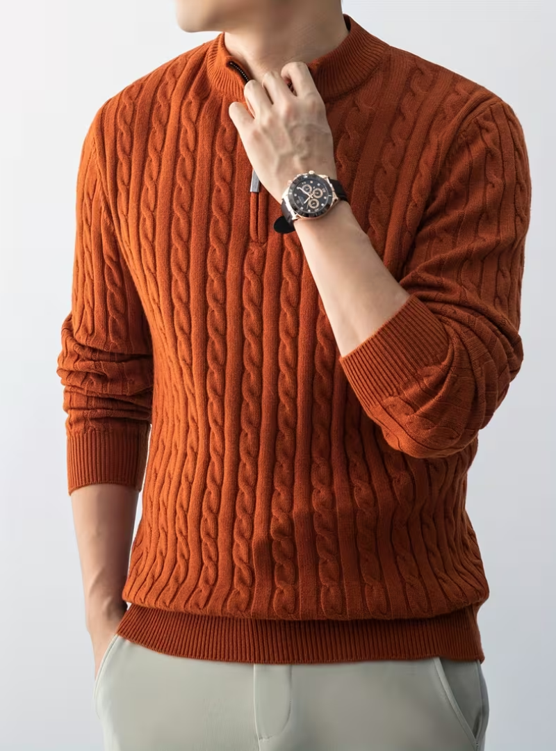 Pull col montant zippé pour homme