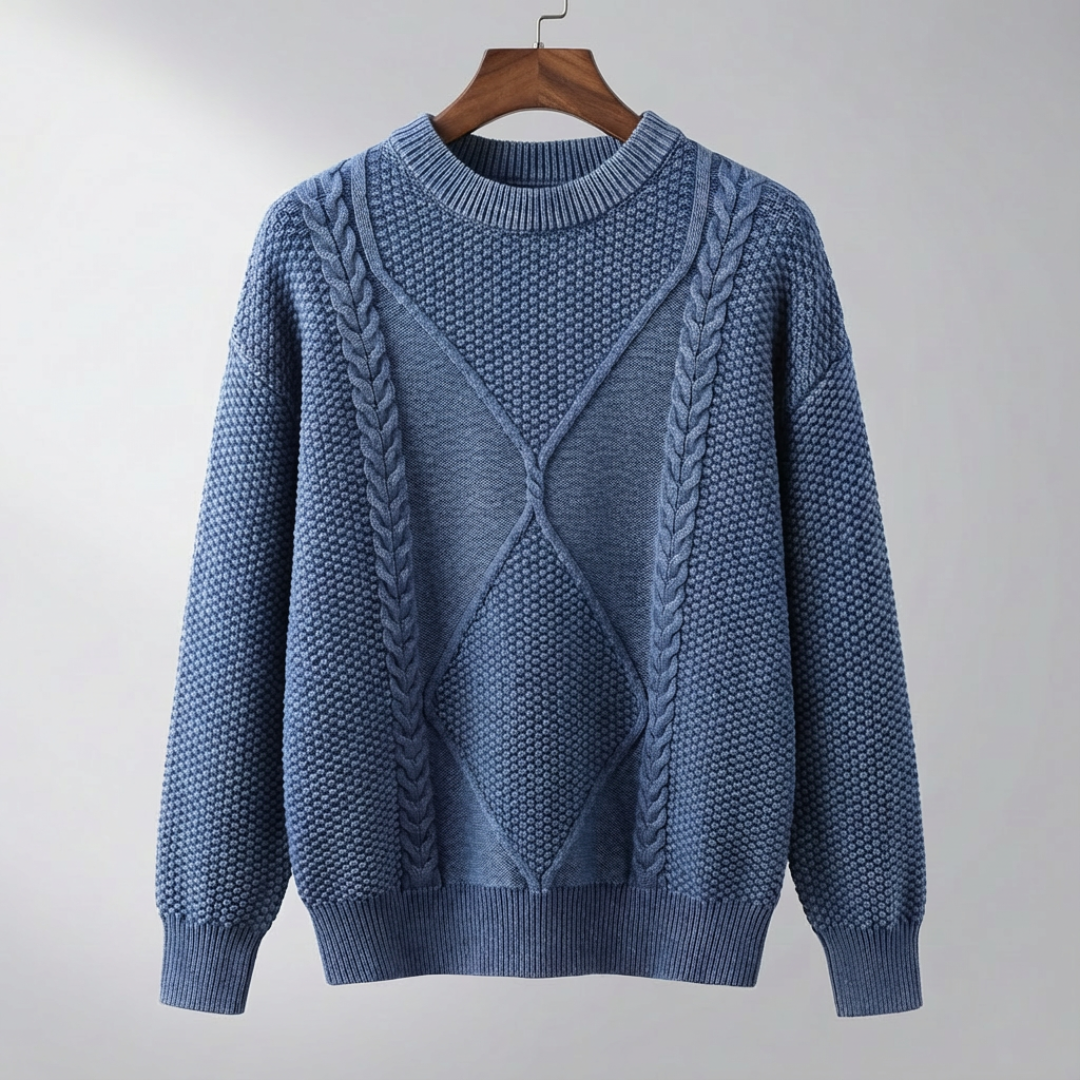 Pull col rond torsadé pour homme