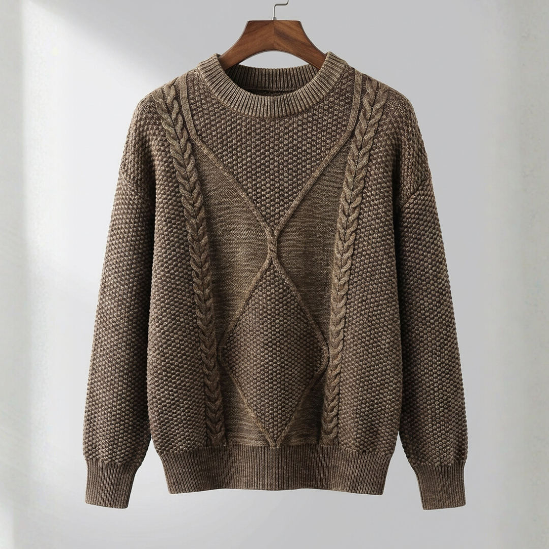 Pull col rond torsadé pour homme
