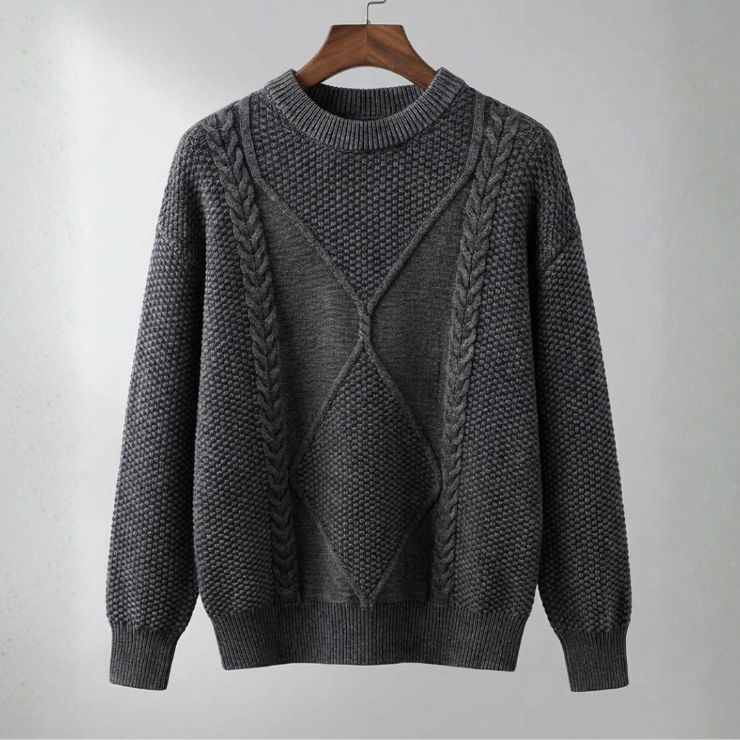 Pull col rond torsadé pour homme