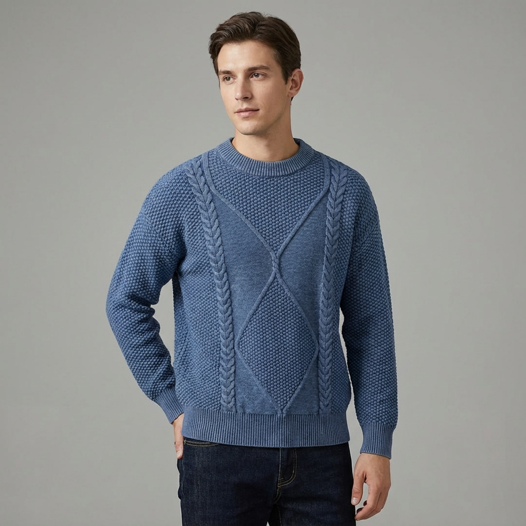 Pull col rond torsadé pour homme