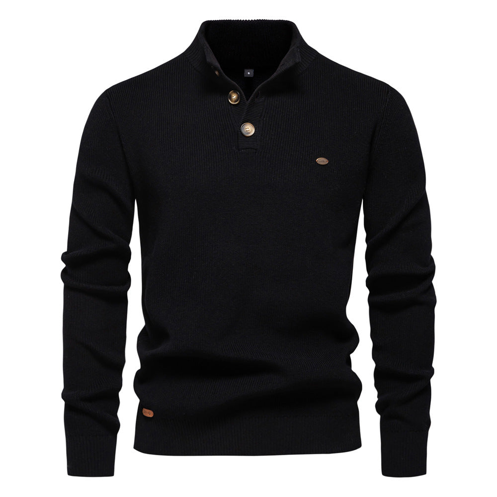 Pull Homme à Col Montant Boutonné