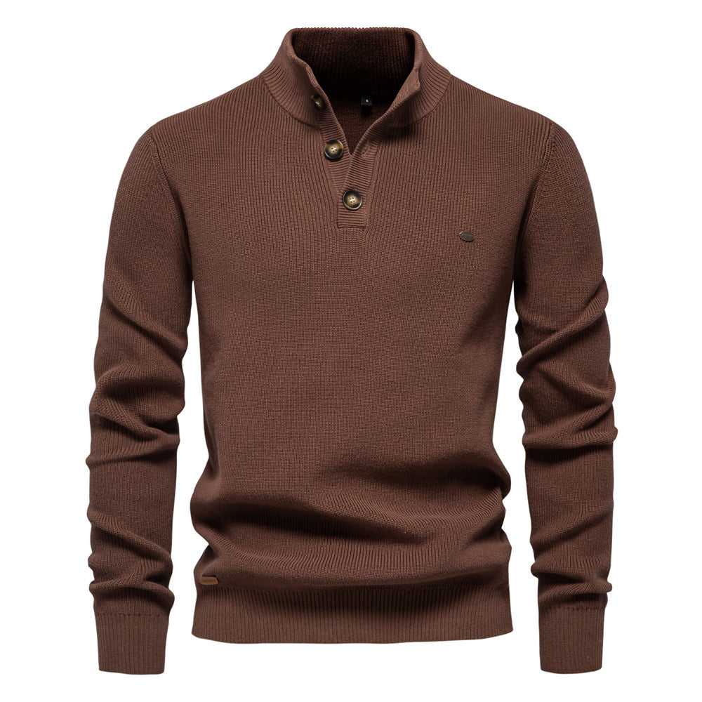 Pull Homme à Col Montant Boutonné