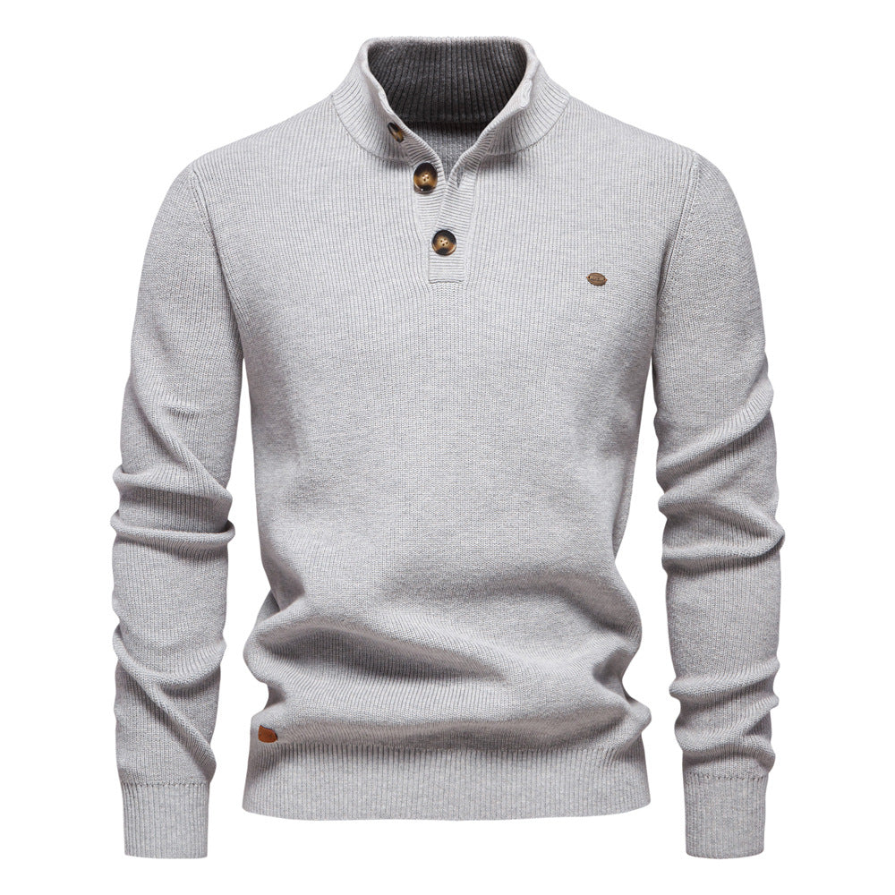 Pull Homme à Col Montant Boutonné