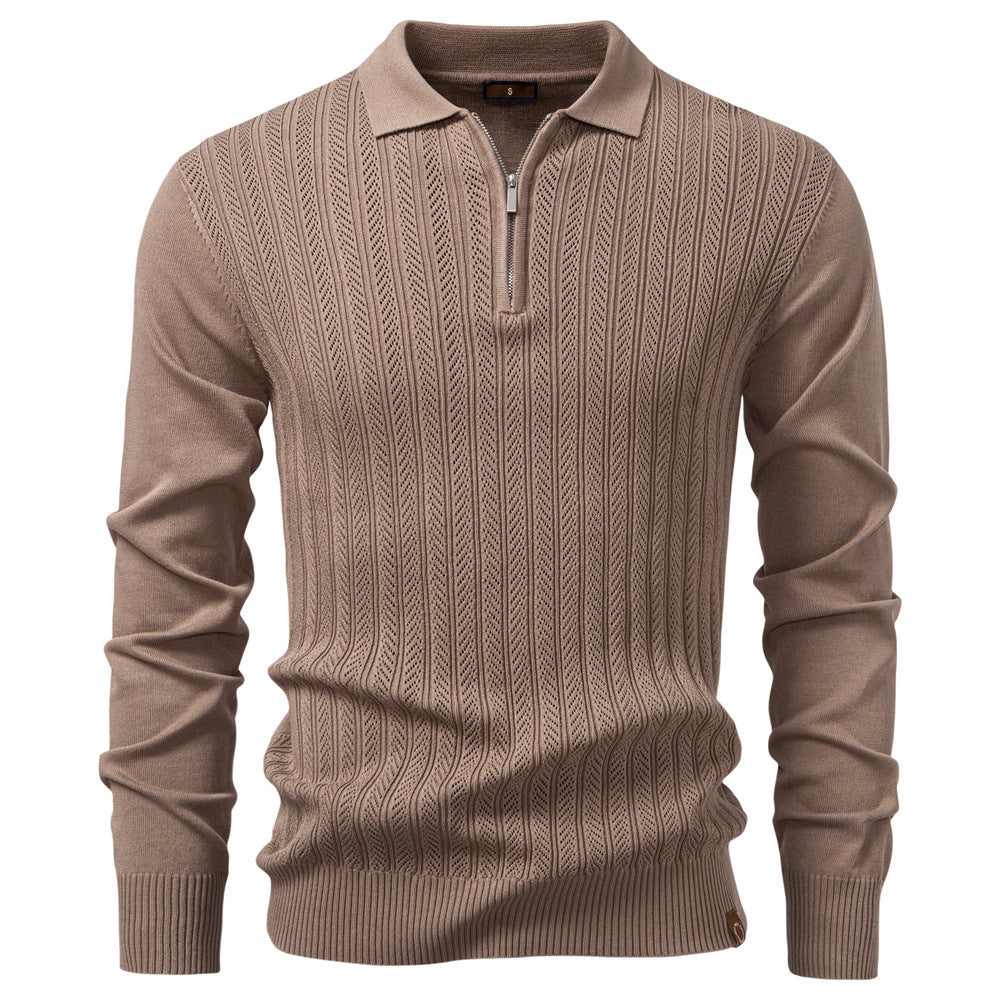 Pull Homme à Col Polo Zippé