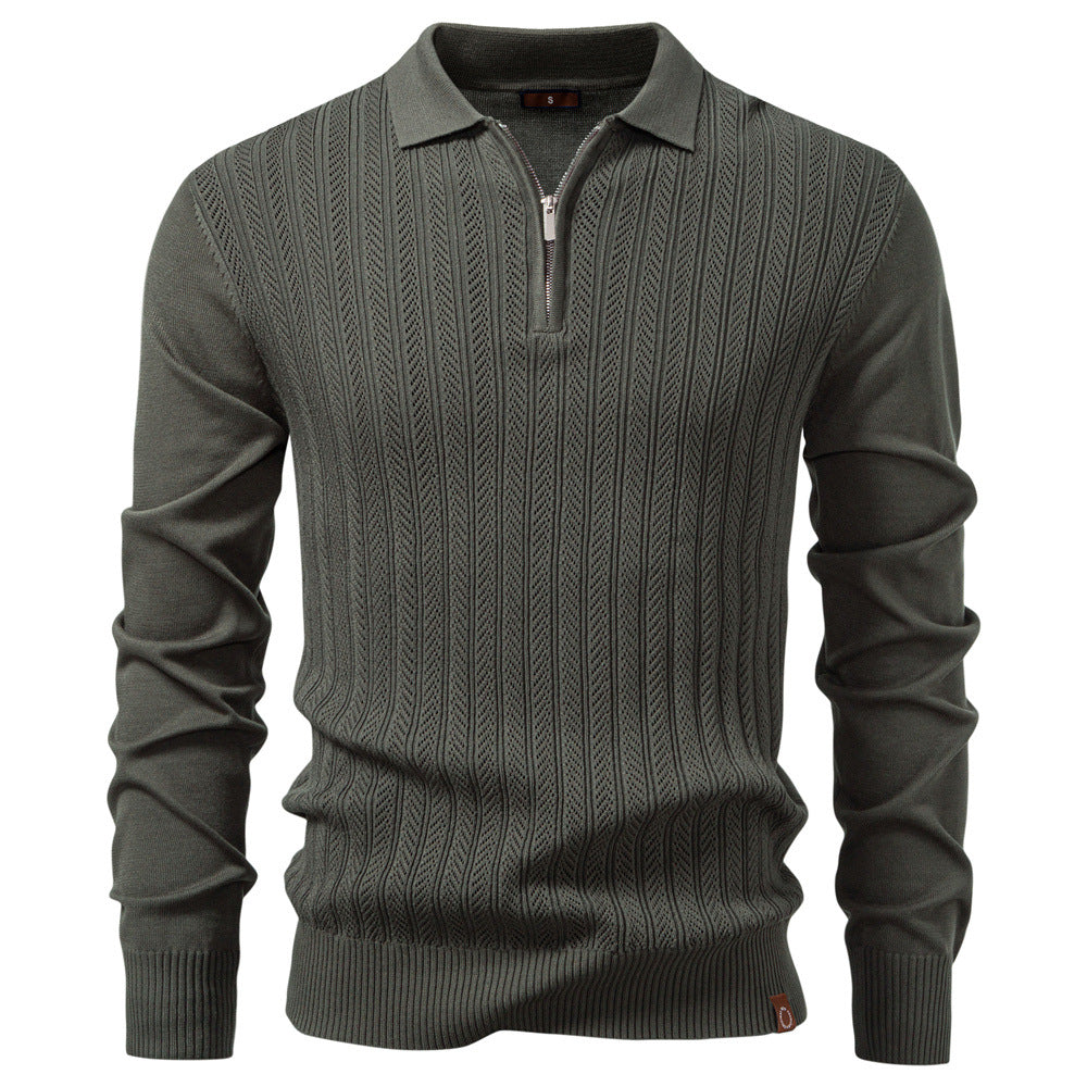 Pull Homme à Col Polo Zippé