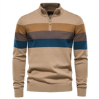 Pull homme à col zippé rayé