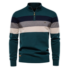 Pull homme à col zippé rayé