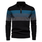 Pull homme à col zippé rayé