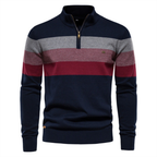 Pull homme à col zippé rayé