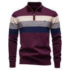 Pull homme à col zippé rayé