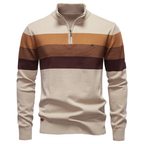 Pull homme à col zippé rayé