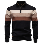 Pull homme à col zippé rayé