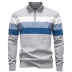 Pull homme à col zippé rayé