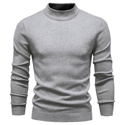 Pull homme maille fine col montant manches longues