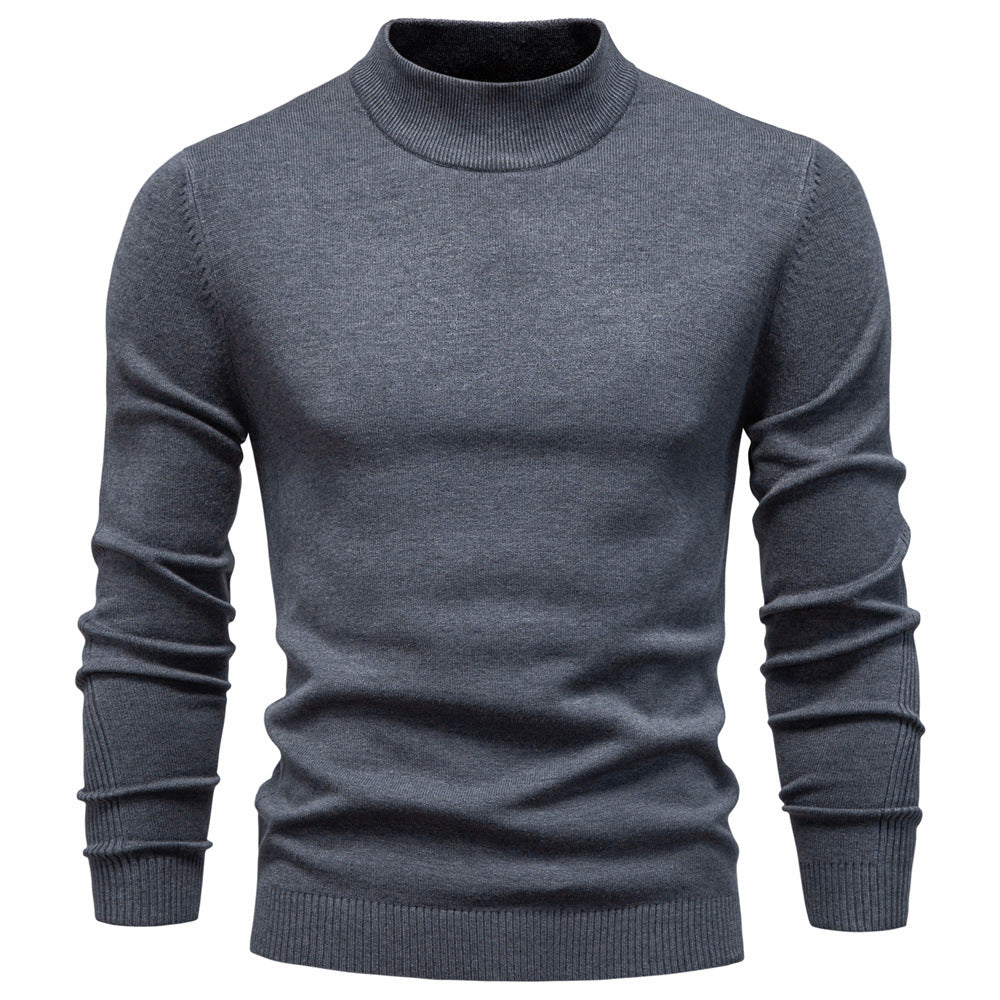 Pull homme ajusté col montant