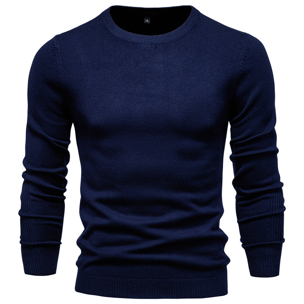 Pull homme ajusté col rond