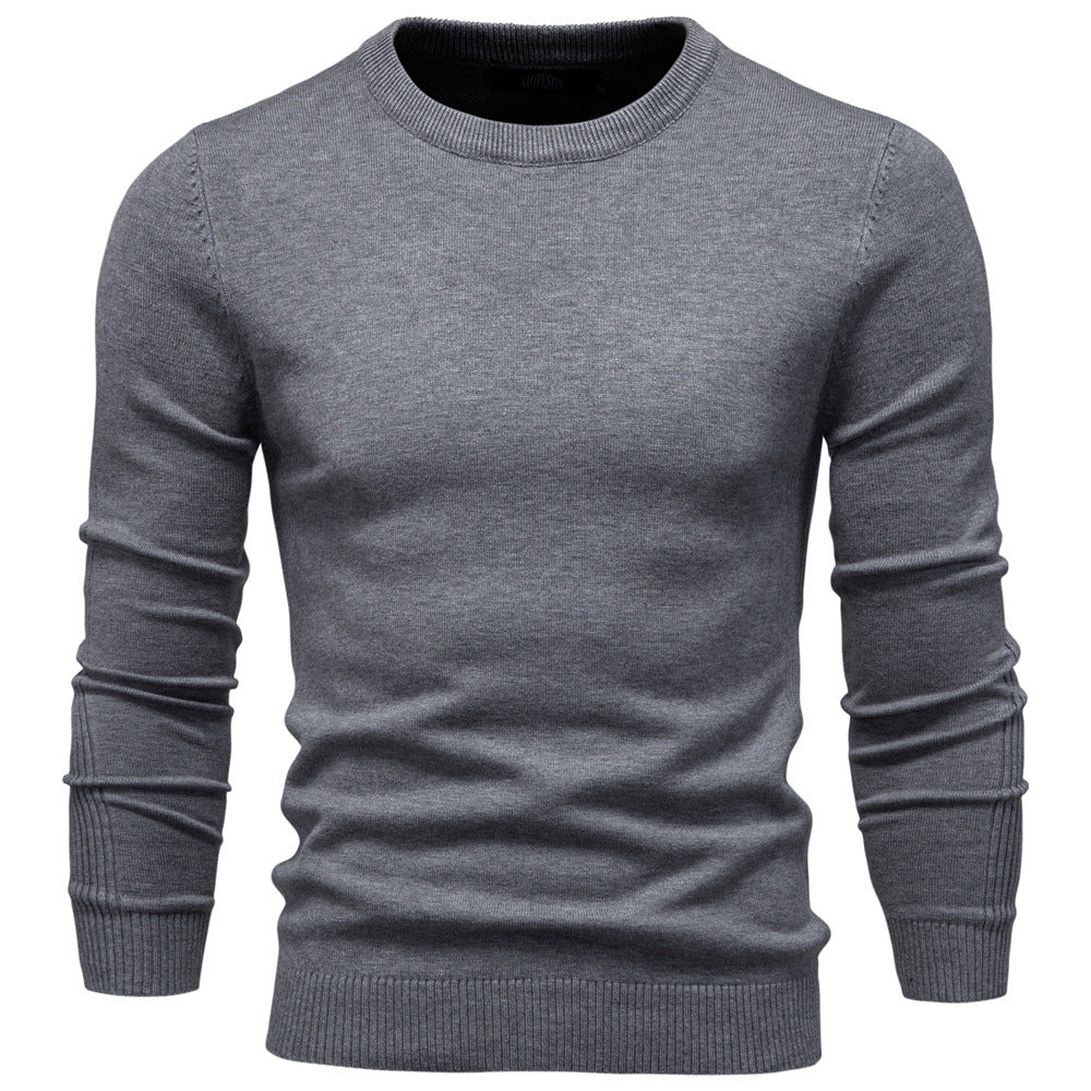 Pull homme ajusté col rond