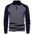 Pull homme bicolore demi-zip