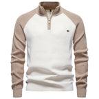 Pull homme bicolore demi-zip