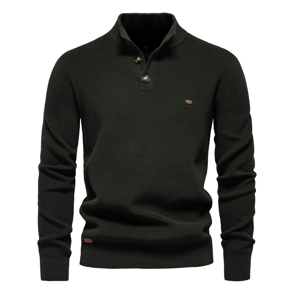 Pull homme boutonné col montant