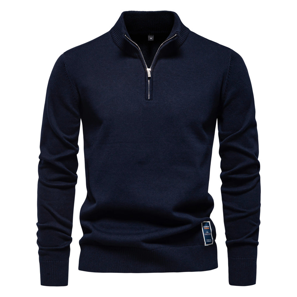Pull homme col montant demi-zip