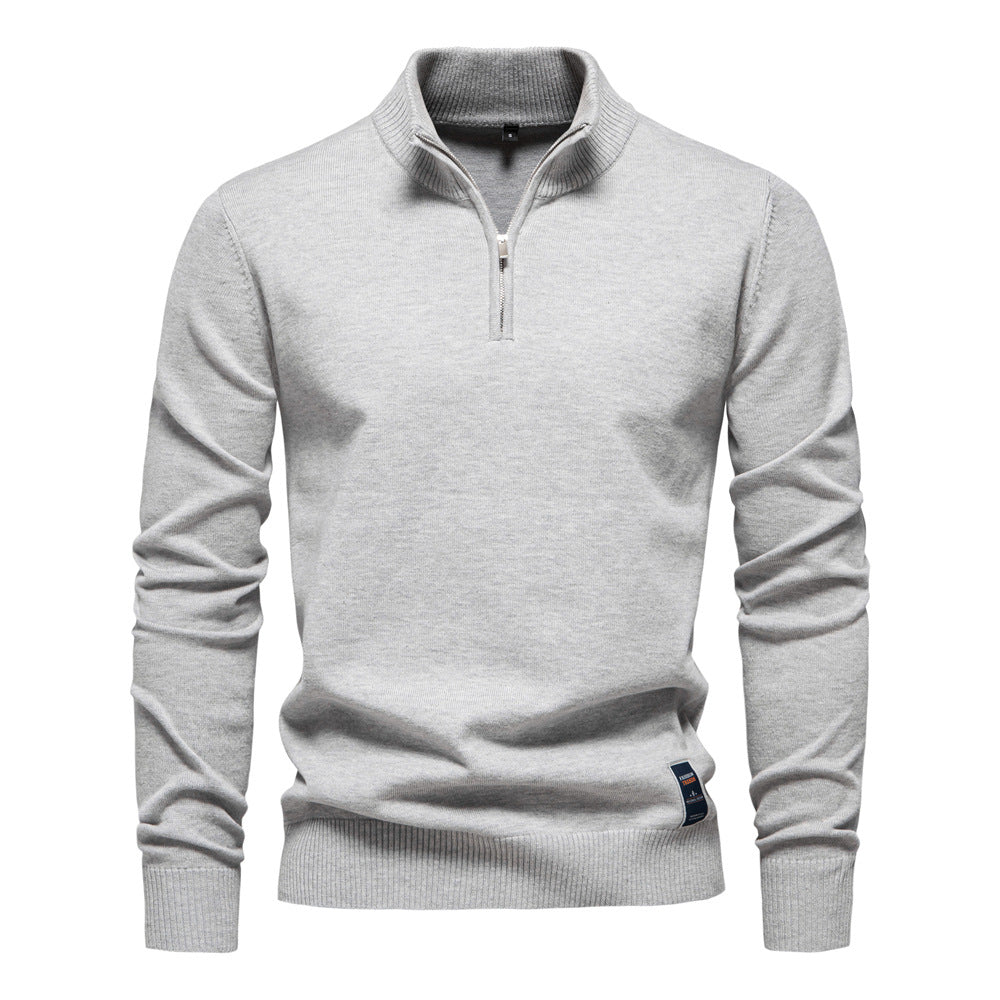 Pull homme col montant demi-zip