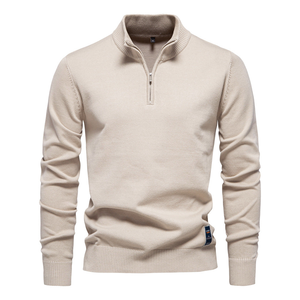 Pull homme col montant demi-zip