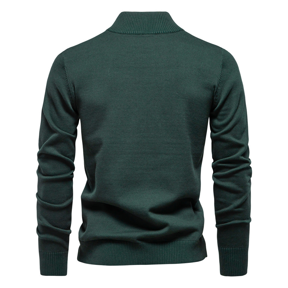 Pull homme col montant demi-zip
