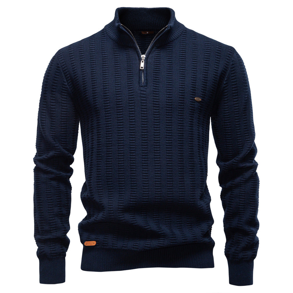 Pull homme col montant texturé