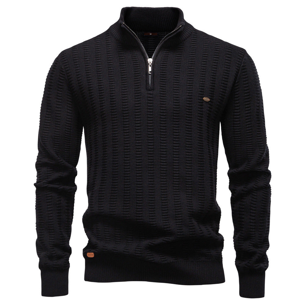 Pull homme col montant texturé