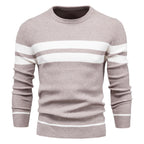 Pull homme col rond rayé