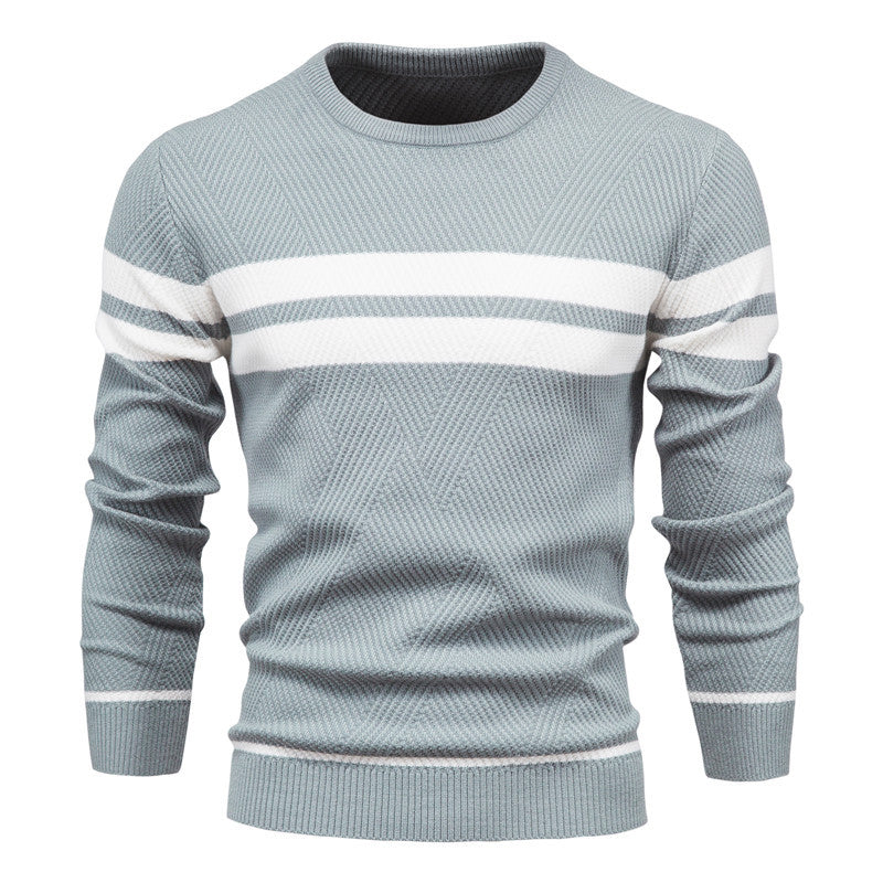 Pull homme col rond rayé