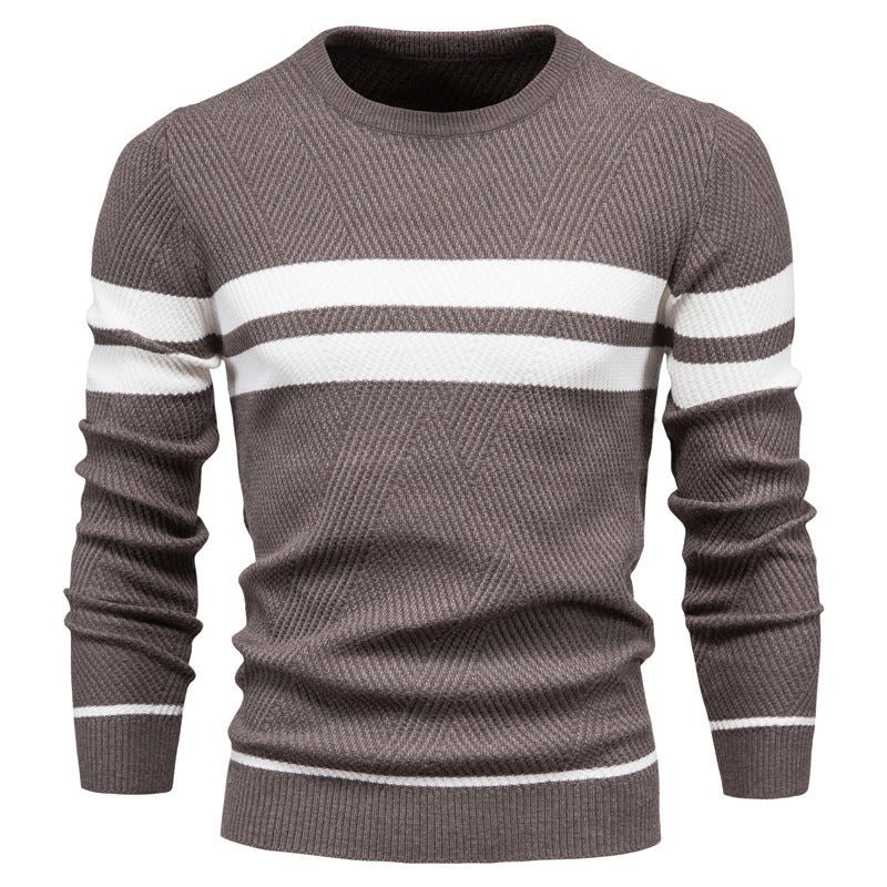 Pull homme col rond rayé
