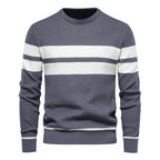 Pull homme col rond rayé