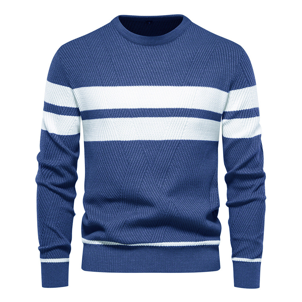 Pull homme col rond rayé