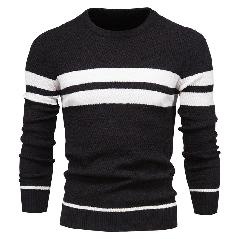 Pull homme col rond rayé
