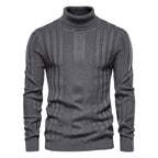 Pull homme col roulé côtelé