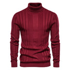 Pull homme col roulé côtelé