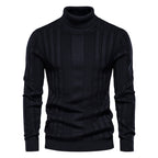 Pull homme col roulé côtelé