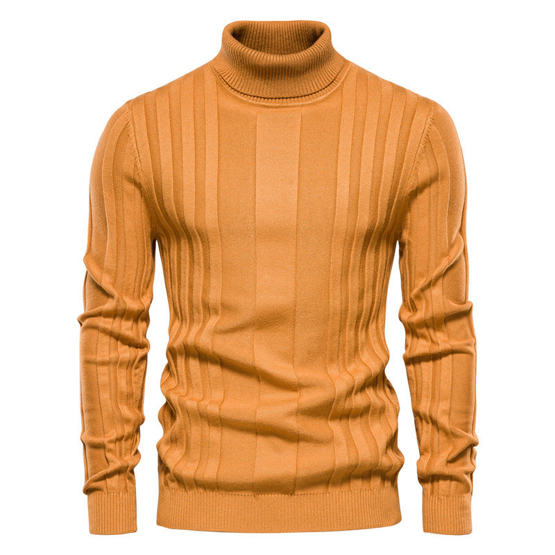 Pull homme col roulé côtelé
