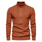 Pull homme col roulé côtelé