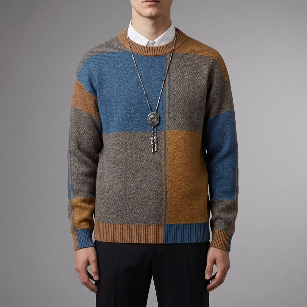Pull homme colorblock col rond