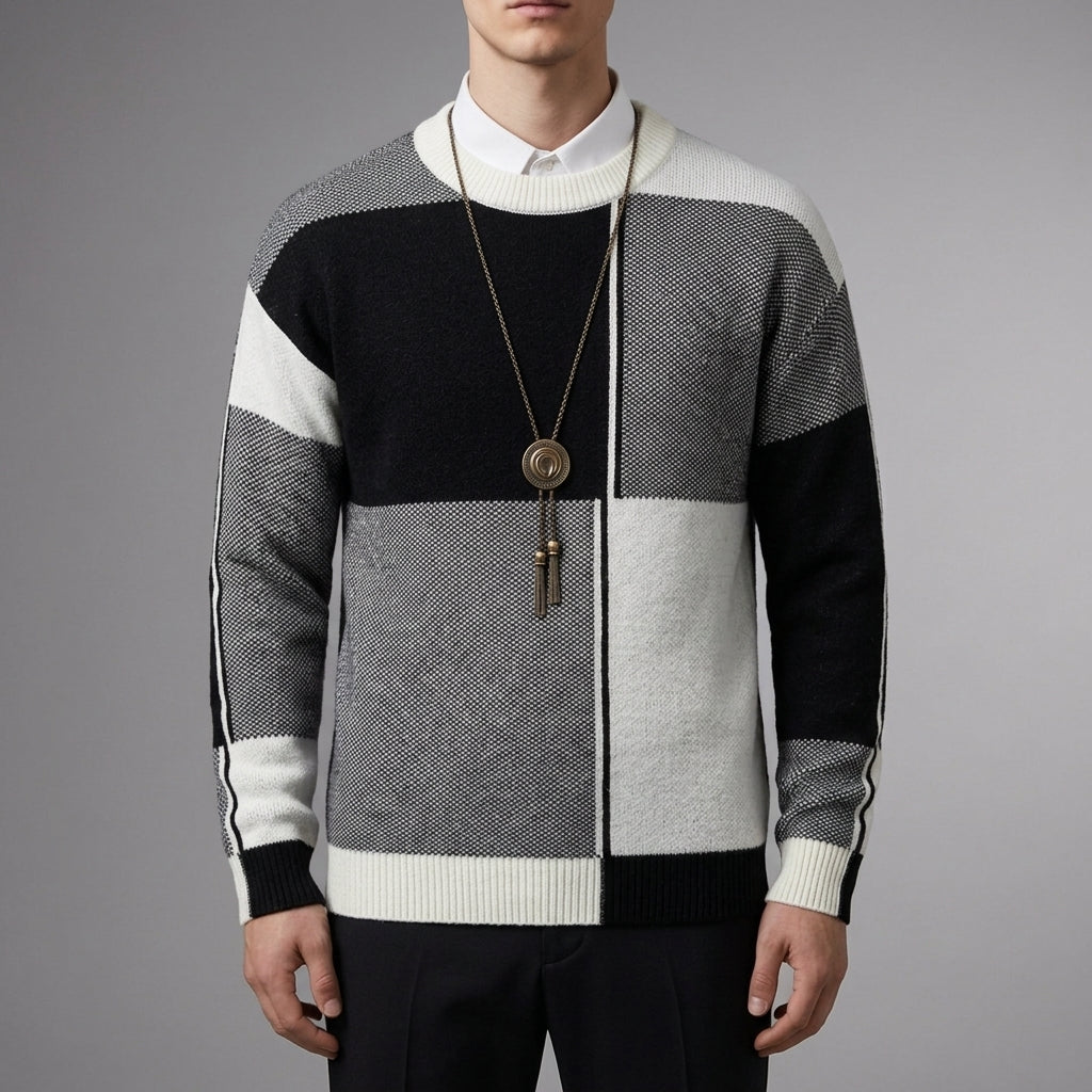 Pull homme colorblock col rond