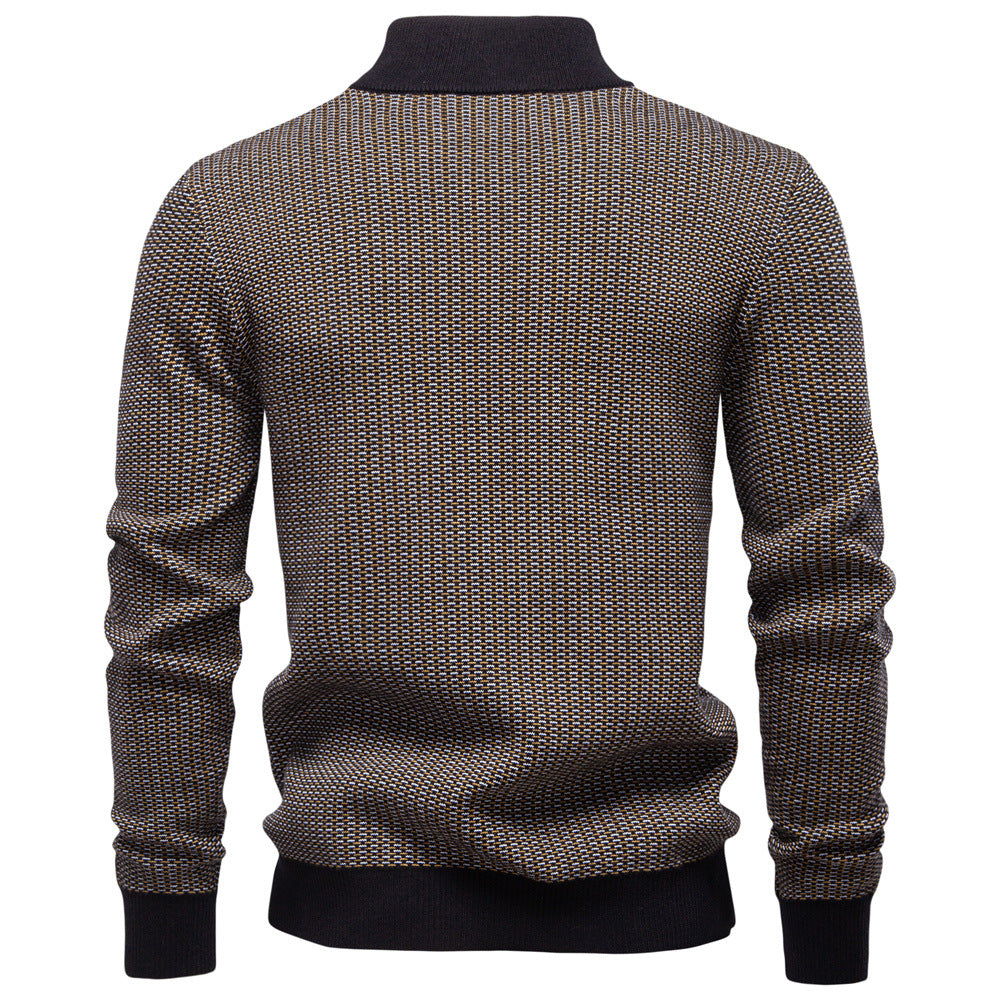 Pull homme demi-zip à motifs