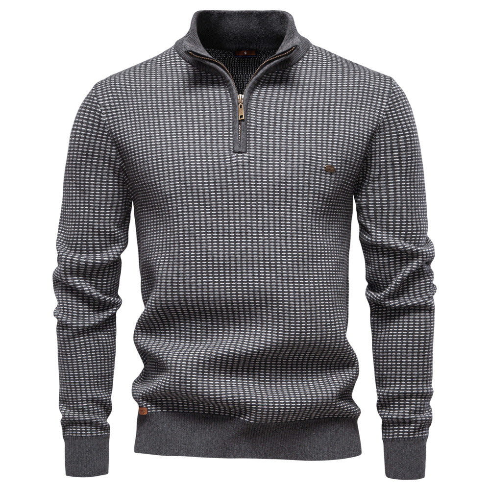 Pull homme demi-zip à motifs