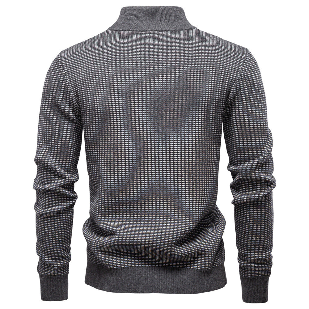 Pull homme demi-zip à motifs