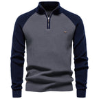 Pull homme demi-zip bicolore