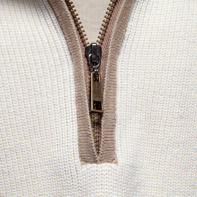 Pull homme demi-zip bicolore